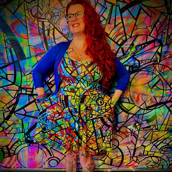 norm4eva Dresses & Skirts - time-traveler mural print dress by artist norm4eva